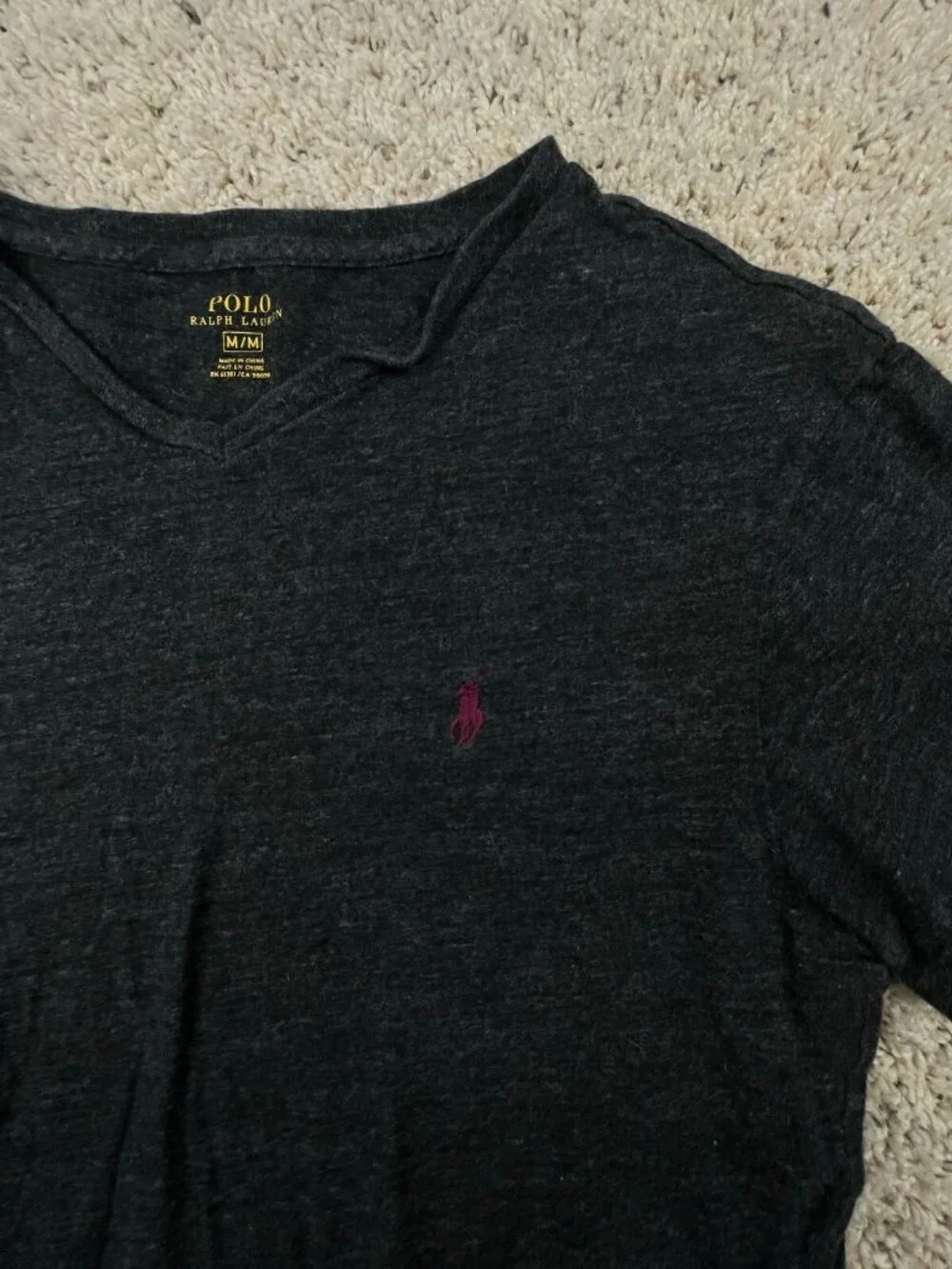 Polo Ralph Lauren Short Sleeve T Shirt Men’s Dark Gray Medium Casual V Neck